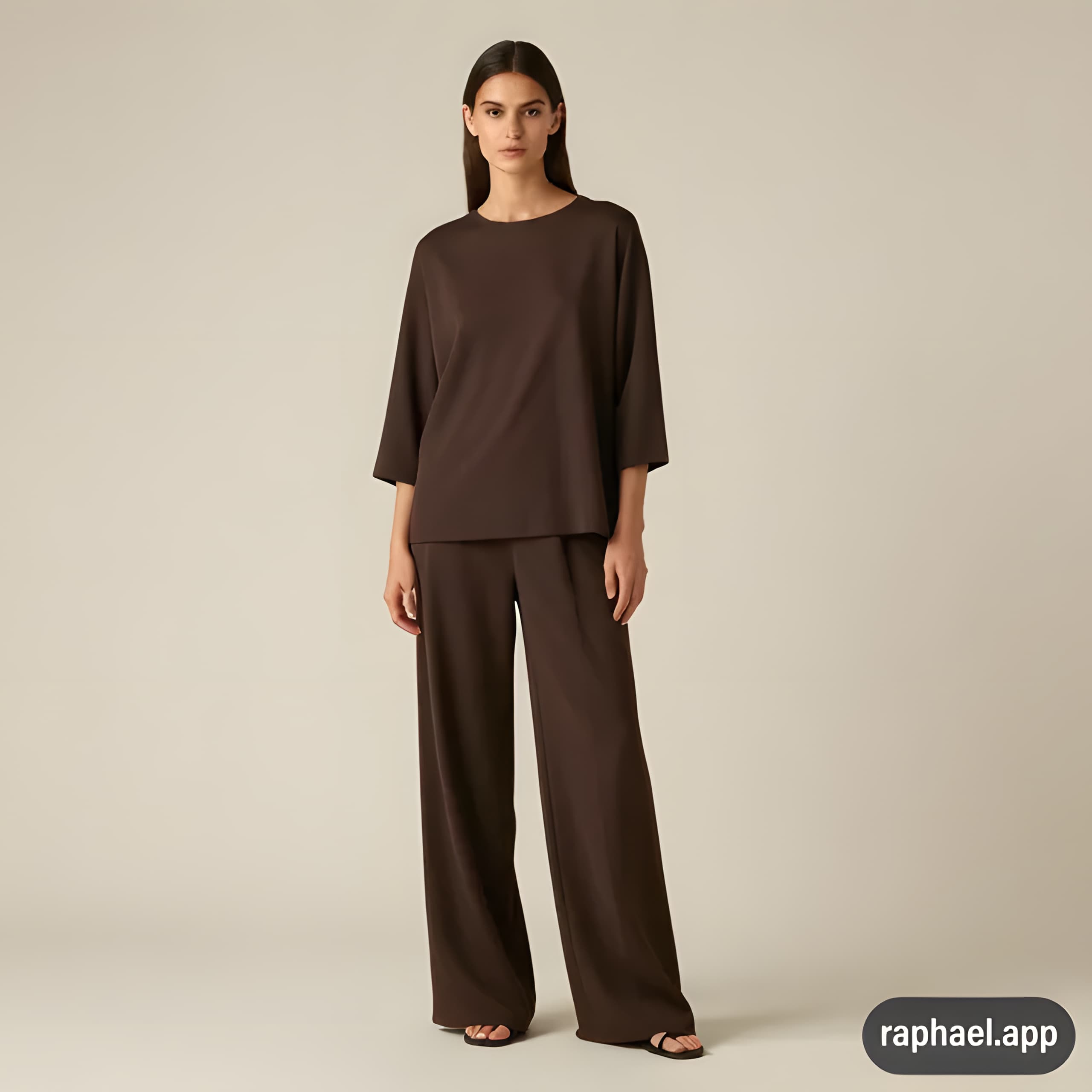 Ensemble Essentiel — top et pantalon coordonnés moka