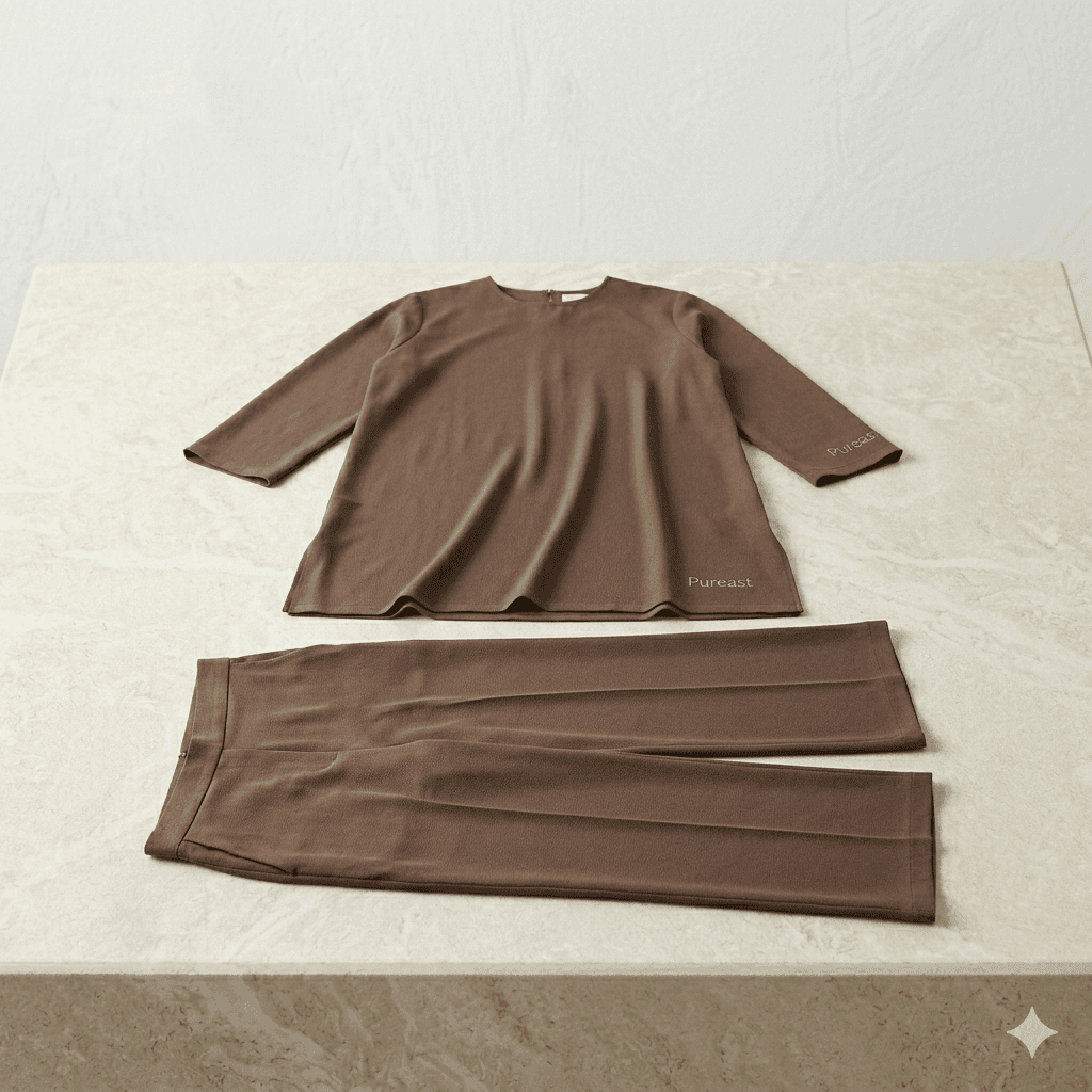 Ensemble Essentiel — top et pantalon coordonnés moka