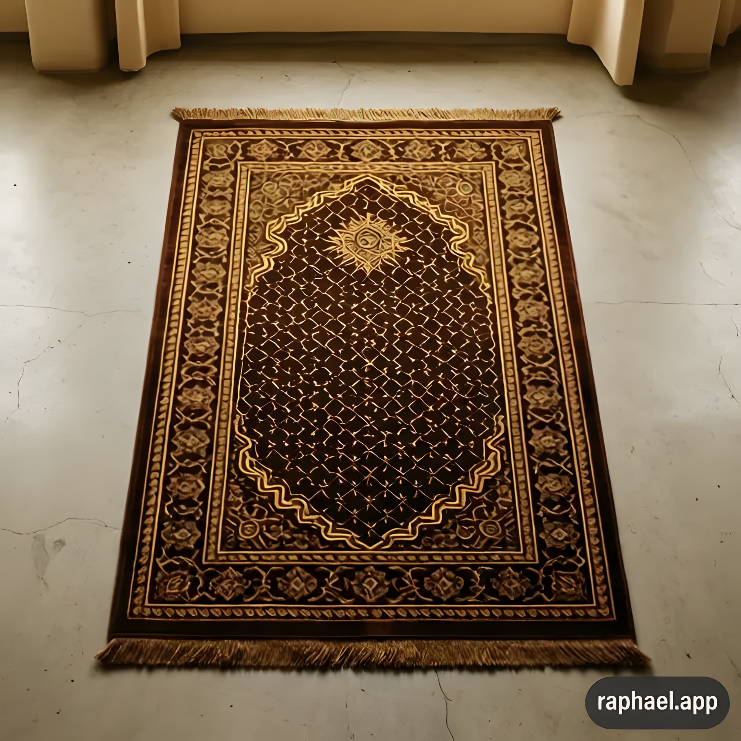 Tapis de prière Pureast — brun et or